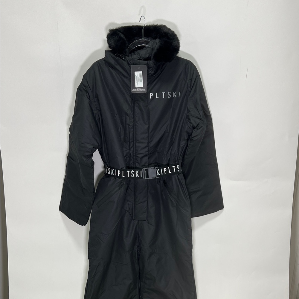 771 PrettyLittleThing Black Belted Ski Coat - Picture 3 of 4